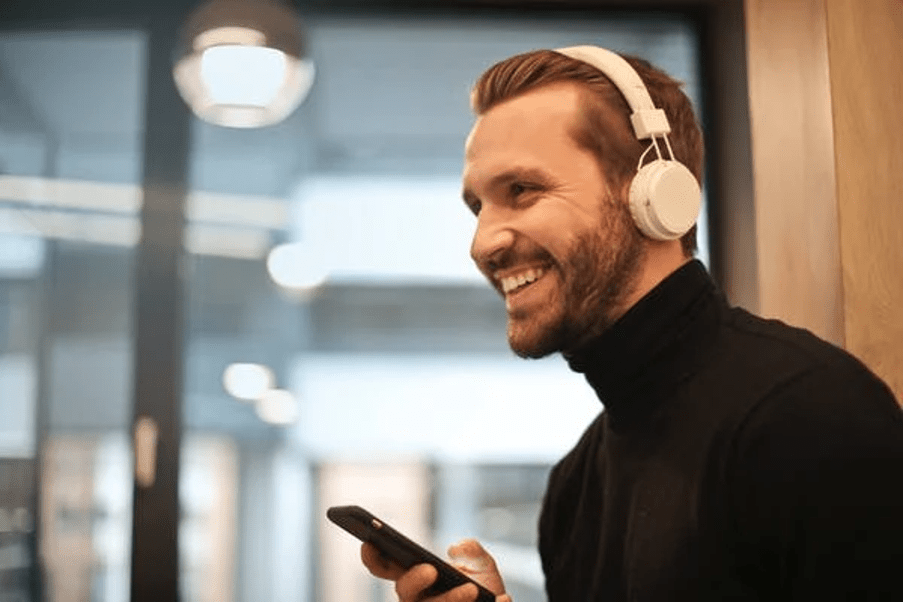 A man wearing headphones.