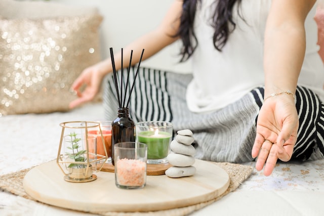 Woman meditating.