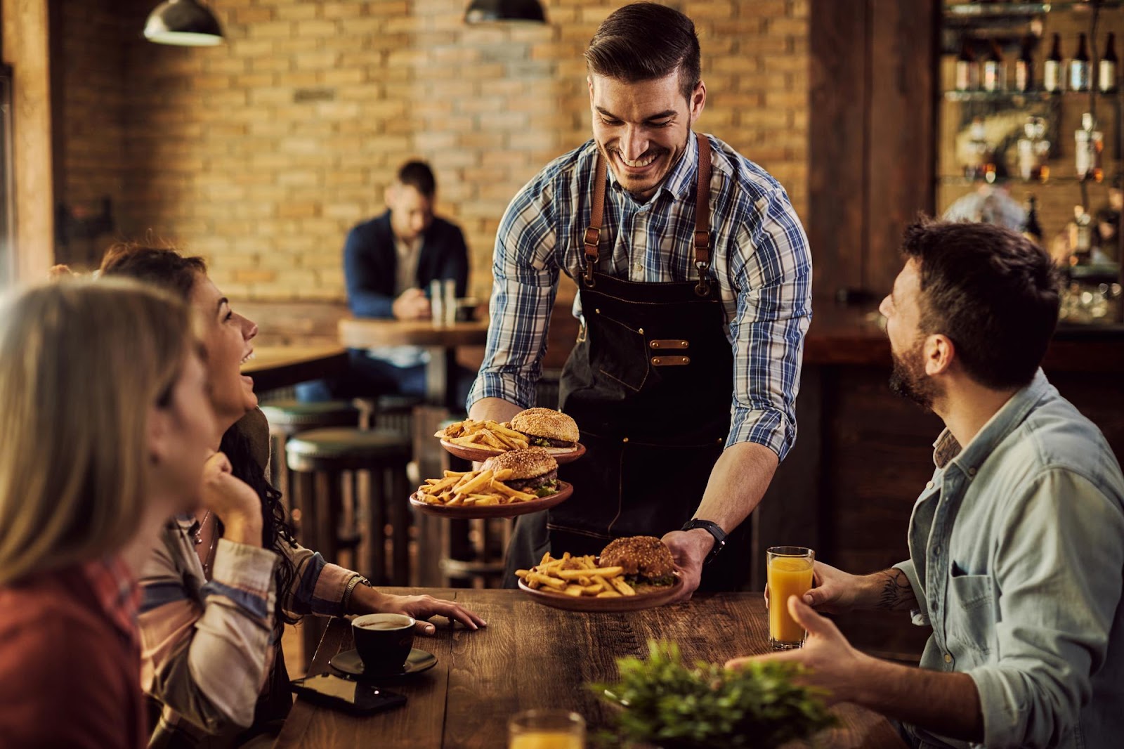 Working in a restaurant